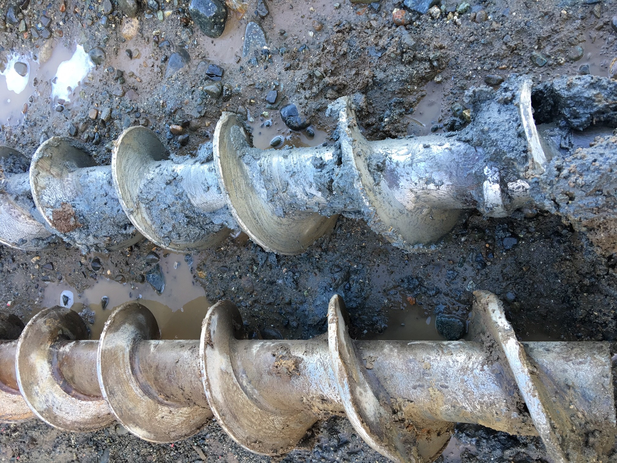 Contaminated Drilling Augers During Site Investigation